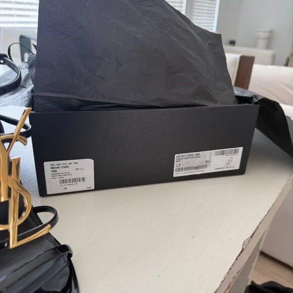 Saint Laurent Cassandra YSL Medallion Strappy Stiletto Sandals | Size 37.5 / 7.5 - Picture 10 of 11